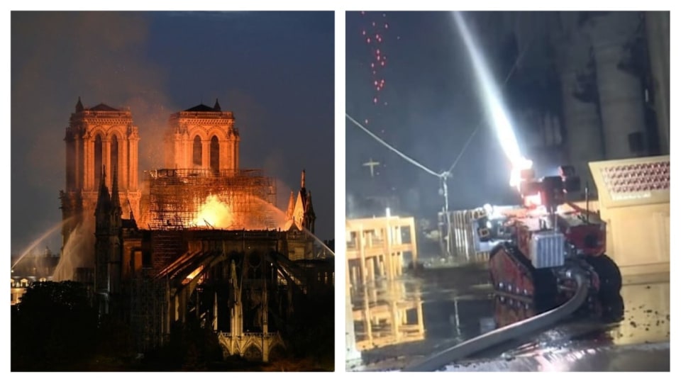 Notre-Dame pomáhaly hasit taky drony a dálkově ovládaný robot